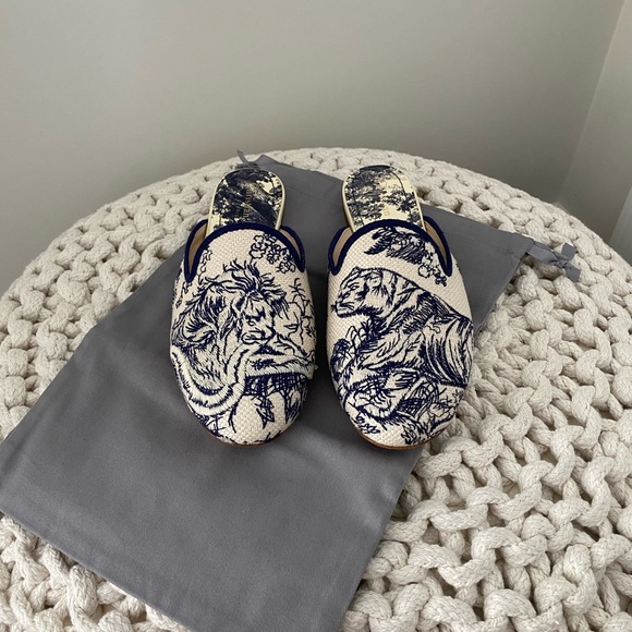 Christian Dior Toile De Jouy Canvas Slide Mule - Picture 1 of 4